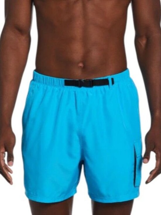 Nike Other - Nike Swim Blue Belted Packable 5" Volley Short NESSB522-480 Mens L NEW with Tags